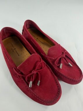 Mercanti Fiorentini Red Suede Driving Moccasins Slip On Loafers Shoes 8.5B